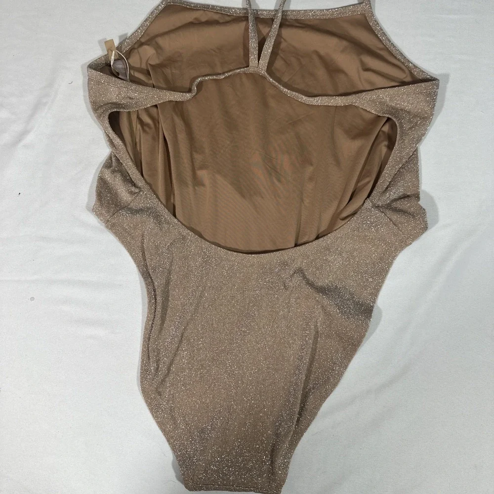NWT $58 SKIMS [ PLUS 3X ] Glitter Swim‎ One-Piece Swimsuit in Sienna T2132
